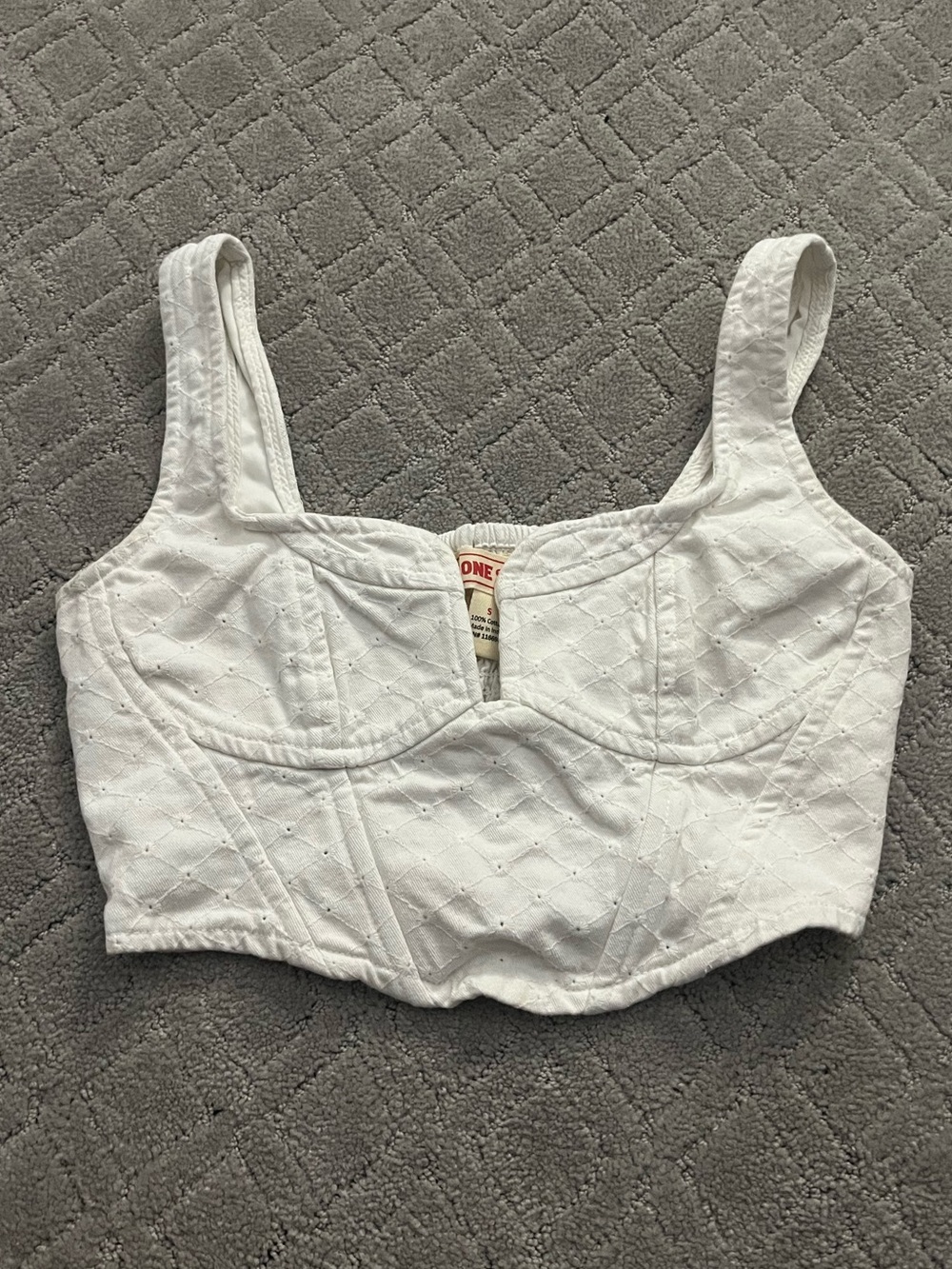 White Eyelet Bustier Crop Top
